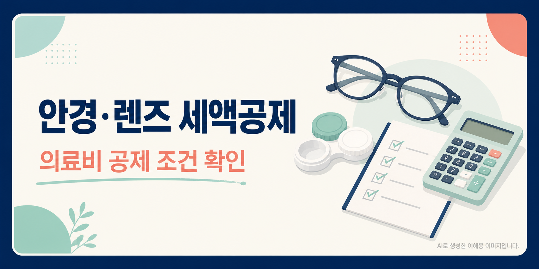 안경과 렌즈 의료비 세액공제 조건을 안내하는 글