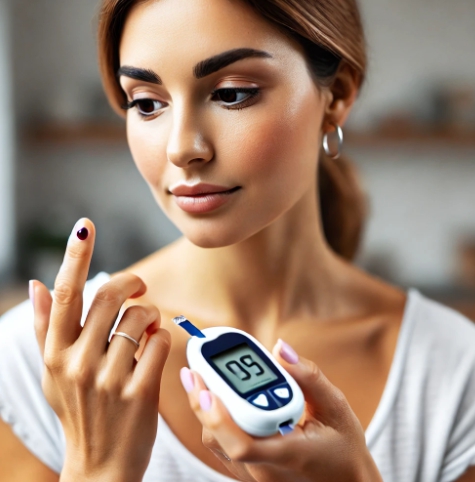 혈당 검사 중인 여성