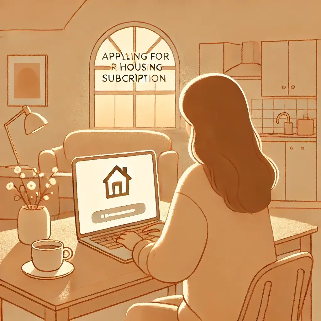 청약 신청을 하는 여성의 뒷모습