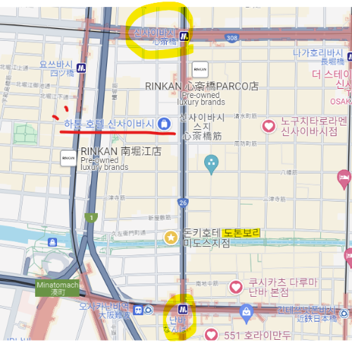 하톤 호텔 신사이바시 위치