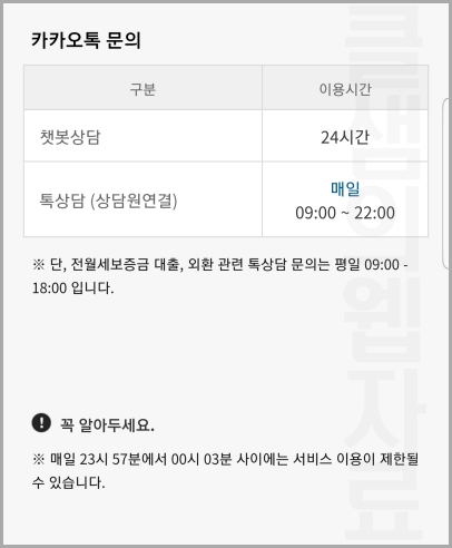 카카오뱅크 카카오톡 문의시간