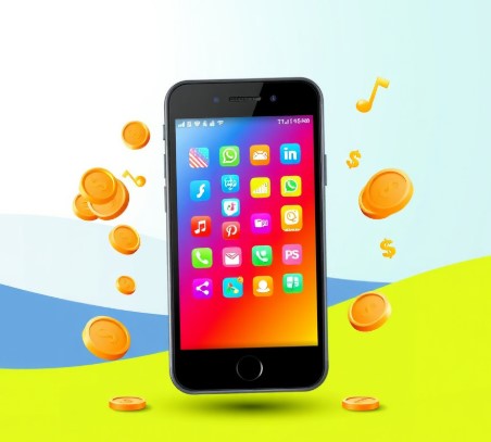 알뜰폰 사용으로 통신비 절약하여 동전이 내려오는 이미지