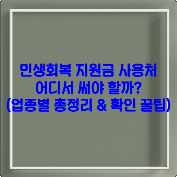 민생회복 지원금 사용처: 어디서 써야 할까? (업종별 총정리 & 확인 꿀팁) 썸네일