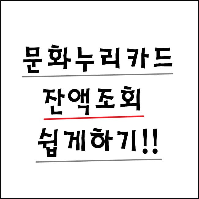 문화누리카드 잔액조회
