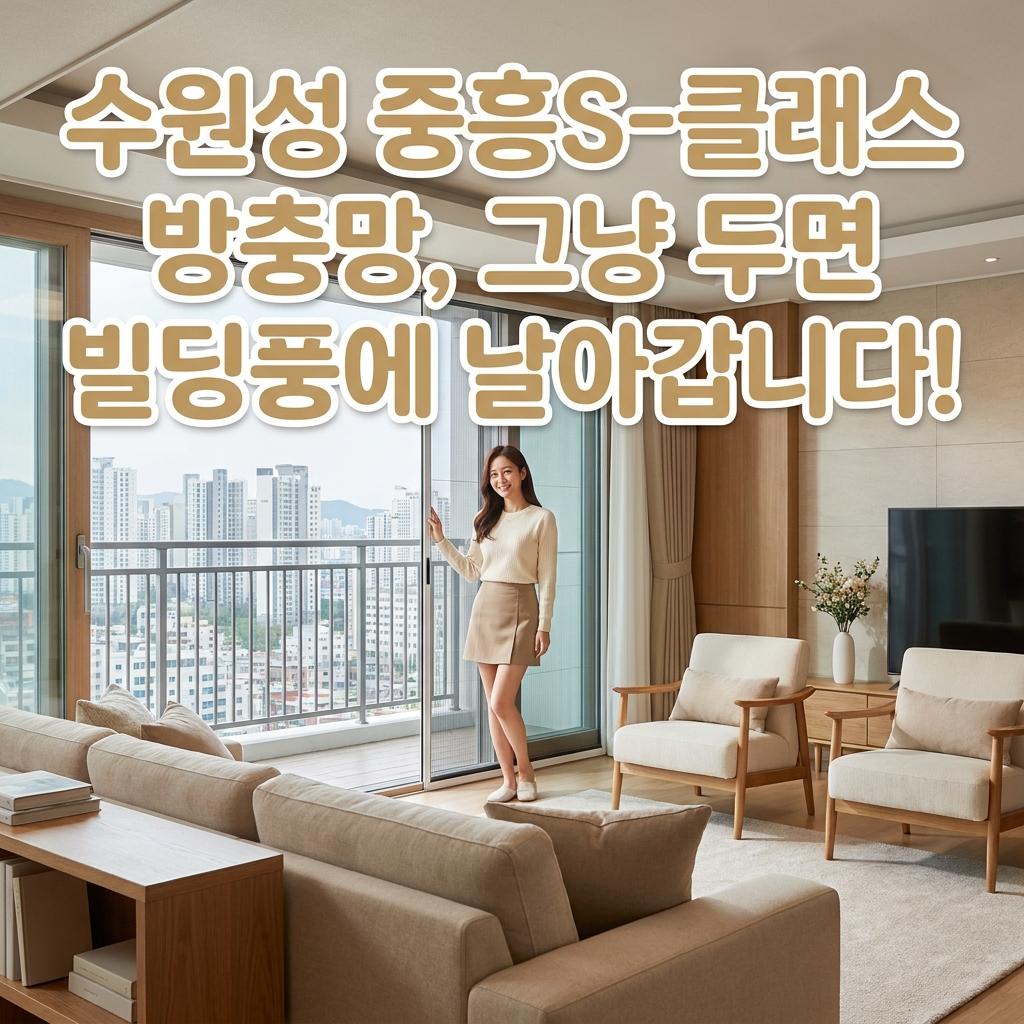 수원성 중흥S-클래스 입주민 주목! 84㎡ 안방 베란다 맞춤 방충망 시공으로 고층 빌딩풍 강풍 걱정 해결하기