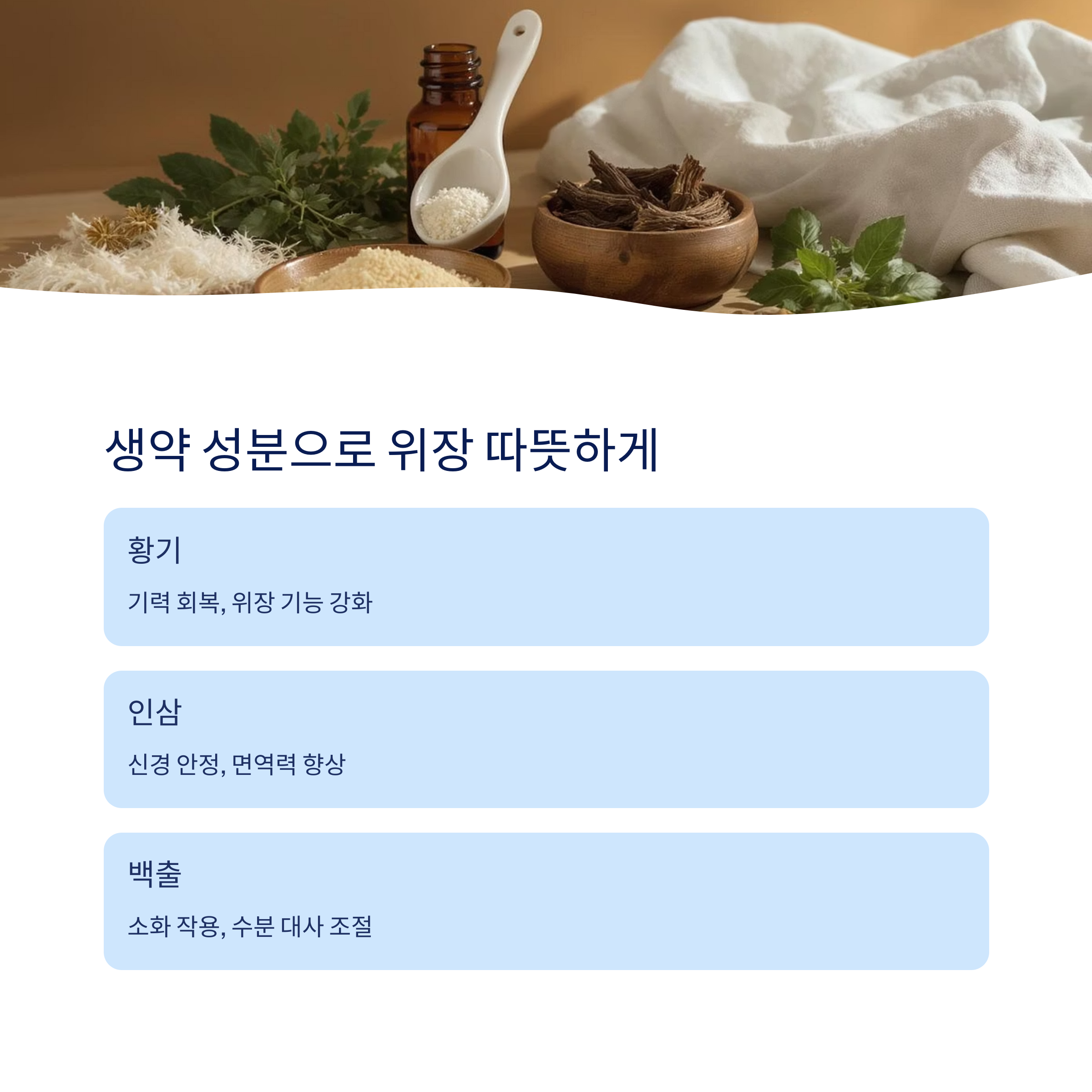 생약 성분으로 위장 따뜻하게