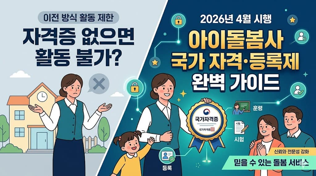 2026년 4월 시행되는 아이돌봄사 국가 자격증 및 등록제 도입 안내와 자격증 미보유 시 활동 제한에 대한 완벽 가이드 썸네일