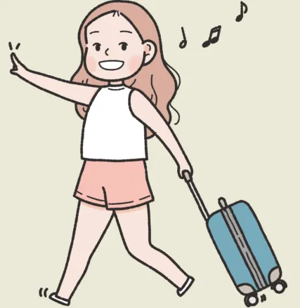 캐리어를 끌고 해외 여행을 떠나는 여성