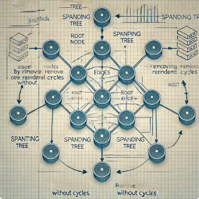 spanning tree의 동작 원리를 표현 한 이미지