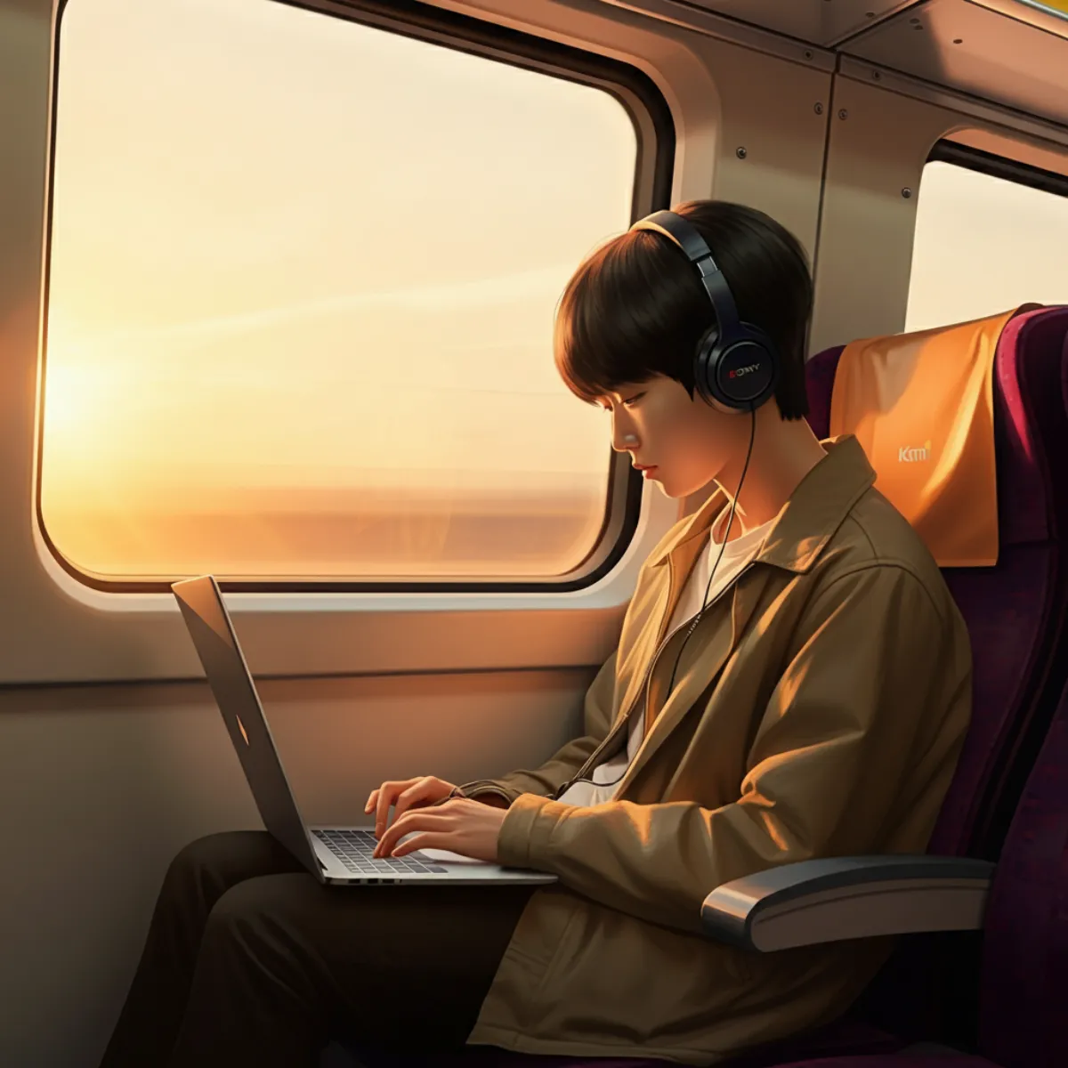 기차에서-헤드셋으로-음악들으며-노트북하는-한국남자03