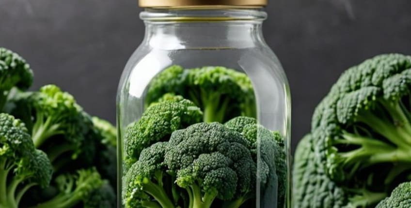 유리병에 담겨 있는 브로콜리