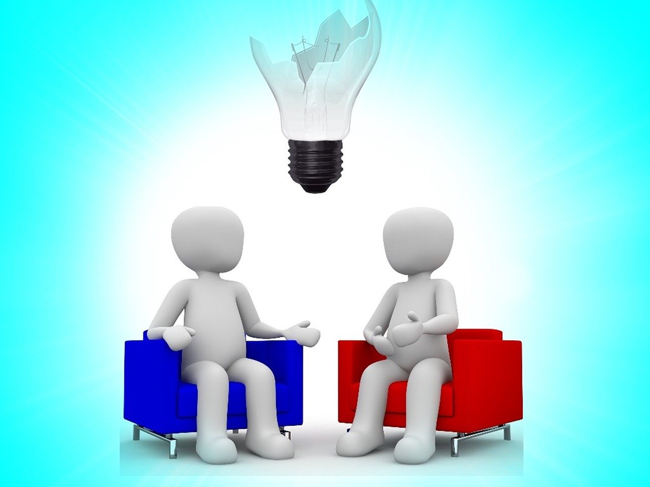 두 사람이 의자에 앉아서 이야기하는 그림