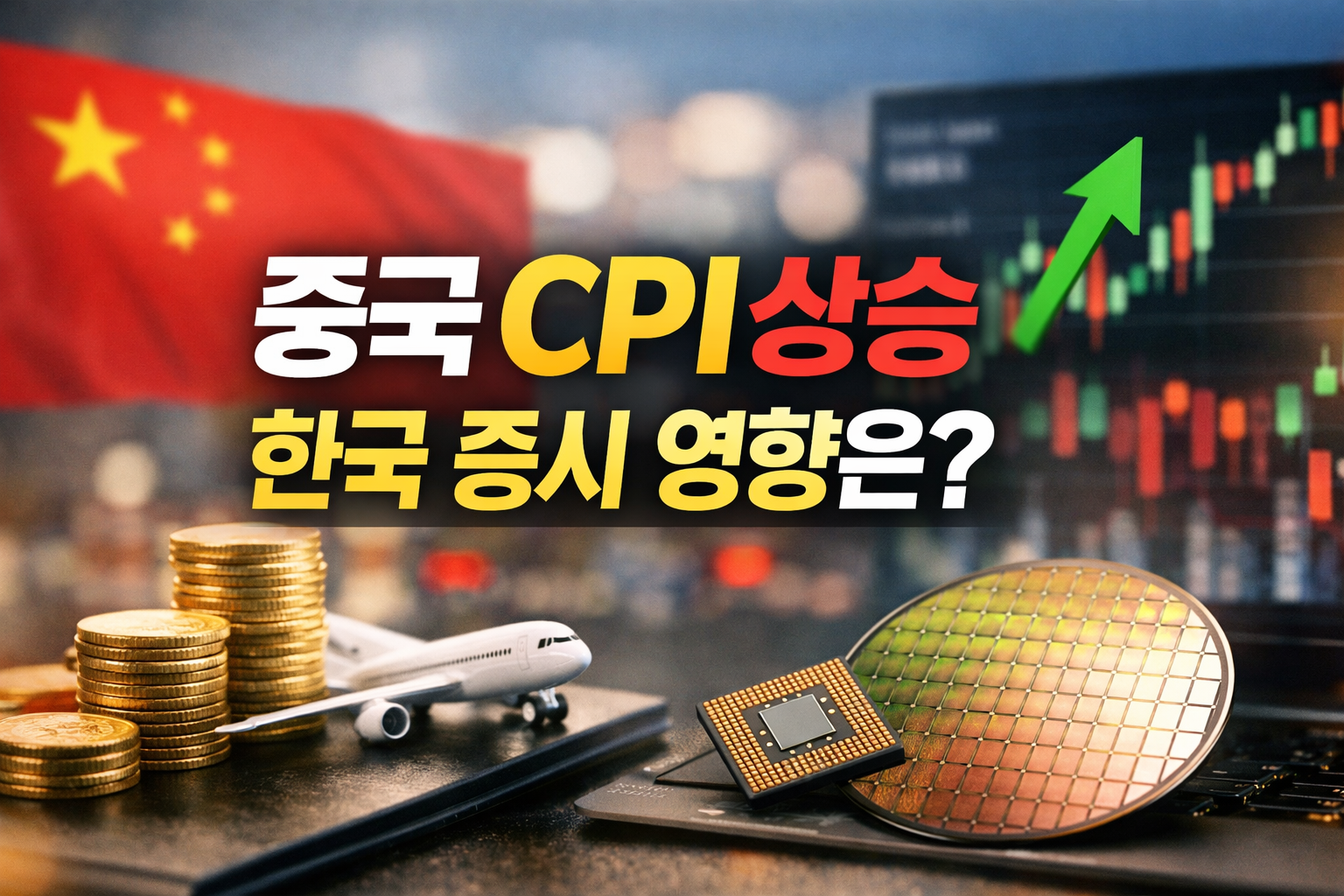 중국 CPI 상승 뉴스와 한국 증시 영향, 소비주와 반도체 업종 반응을 설명하는 경제 분석 썸네일