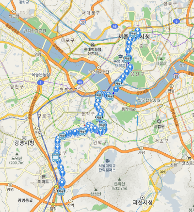 500번 버스 노선도