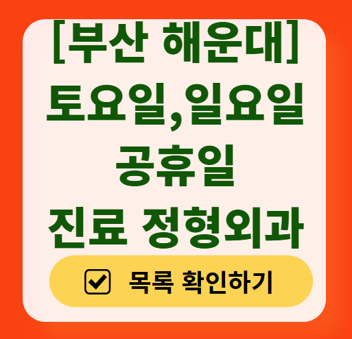 해운대구 일요일 문 여는 정형외과 목록 ❘ 토요일, 주말, 공휴일 진료 영업 병원 리스트