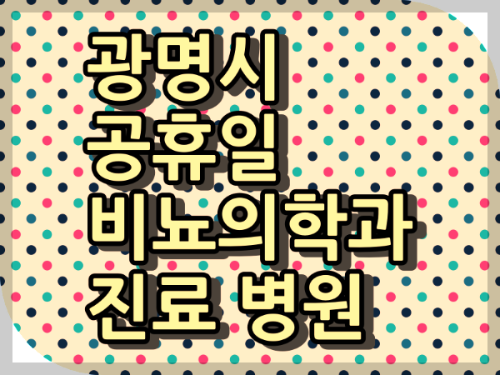 광명시 공휴일 진료 비뇨기과 병원