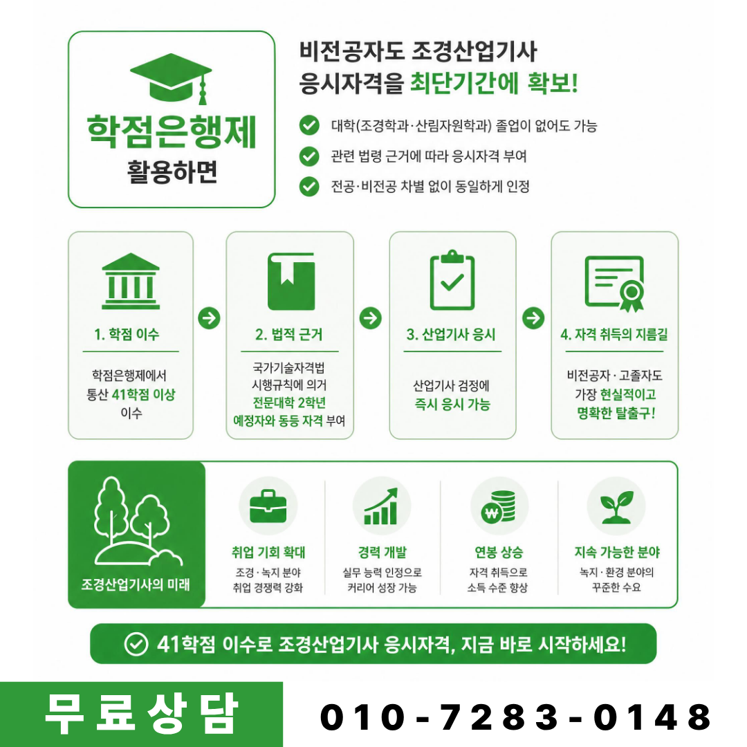 학점은행제 41학점으로 조경산업기사 요건 충족하기
