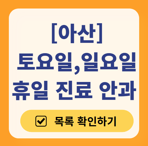 아산 일요일 문 여는 안과 목록 ❘ 토요일, 주말, 공휴일 진료 영업 병원 찾기