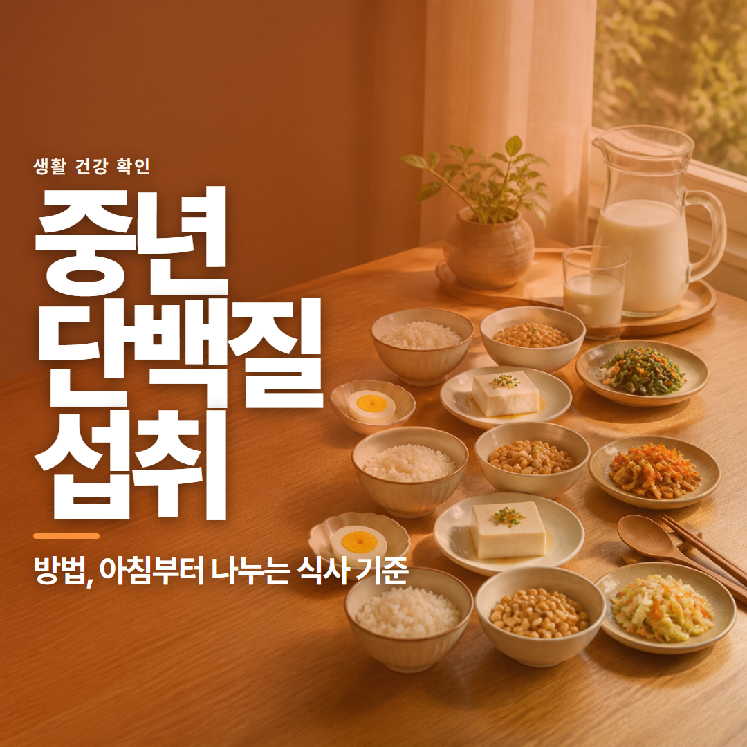 중년 단백질 섭취 &middot; 방법, 아침부터 나누는 식사 기준