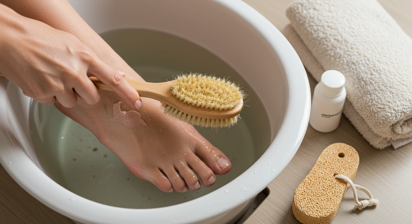 염증이 동반된 벗겨진 발바닥 피부