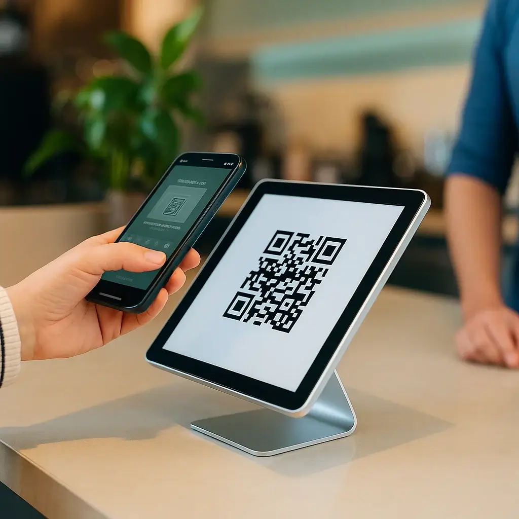 포스기 화면에서 결제 선택하는 장면