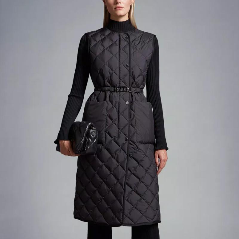 몽클레어 Butor 울 여성 패딩조끼 롱 다운 베스트 길렛 블랙