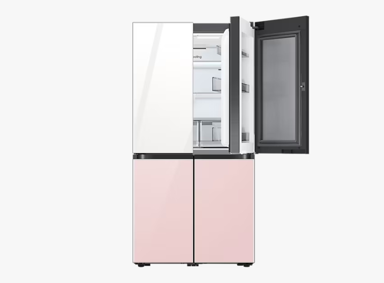 삼성전자 비스포크 냉장고 4도어 870L 색상 글램 화이트+글램 핑크