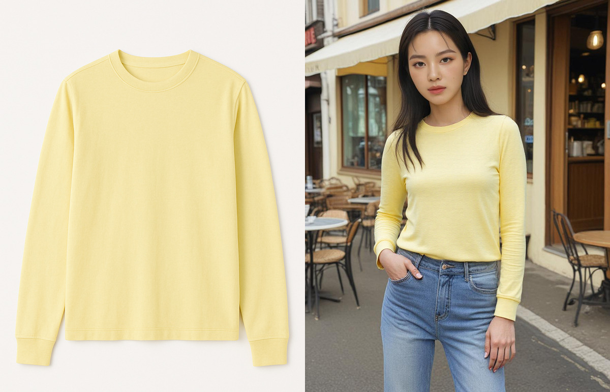 AI Model Images Created with Draph Art's Product Wearing Cut Feature