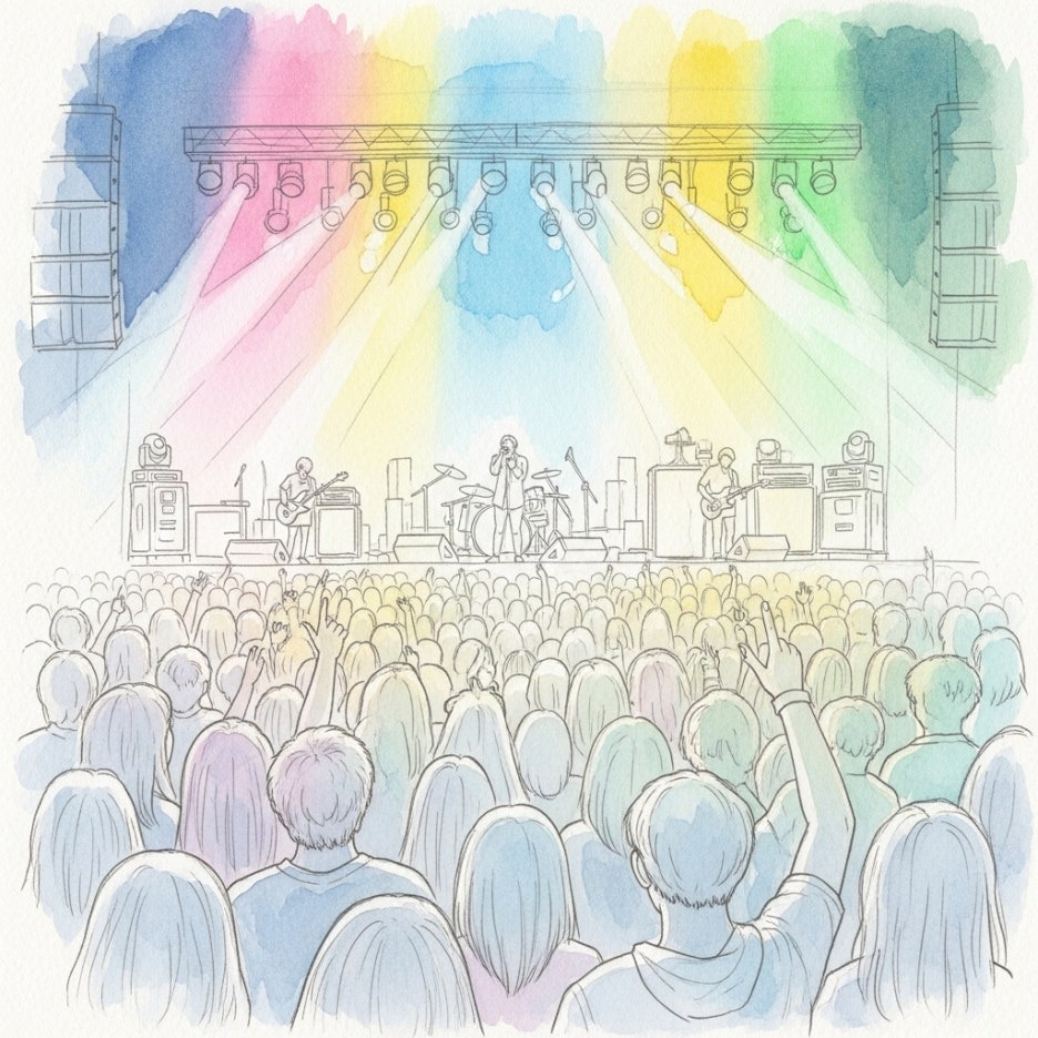 화려한 조명이 빛나는 축제 공연 무대 모습