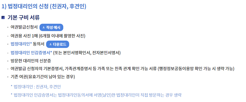 미성년자 여권발급 신청서류, 준비물, 대리발급