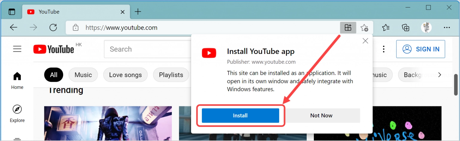 Windows_11에서_YouTube_앱_설치
