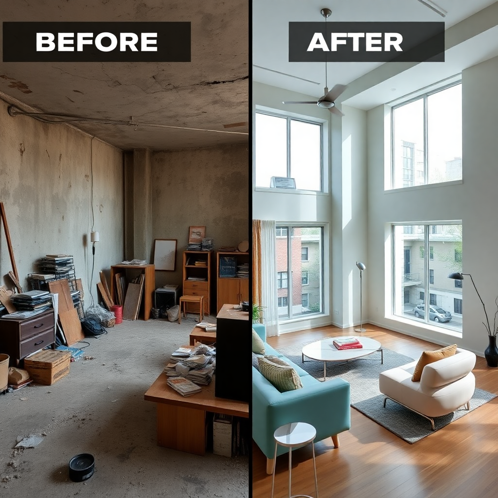 오래된 건물 내부가 현대적이고 기능적으로 탈바꿈하는 전후(before-after)를 대비시키거나&amp;#44; 새로운 내부 디자인을 적용한 쾌적한 주거 공간의 모습을 담아 재생과 혁신의 의미를 전달합니다 . 