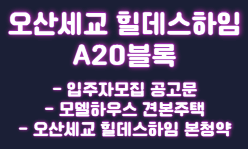 오산세교 힐데스하임 A20블록 본청약 입주자모집 공고문 모델하우스 견본주택