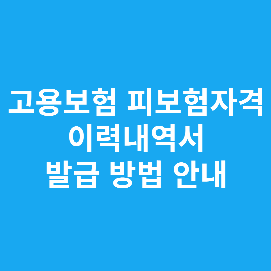 고용보험 피보험자격 이력내역서 발급 방법 안내