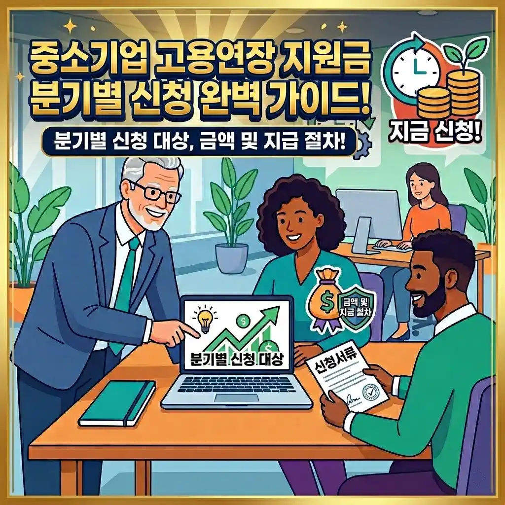 중소기업 고용연장 지원금 분기별 신청 완벽 가이드 일러스트