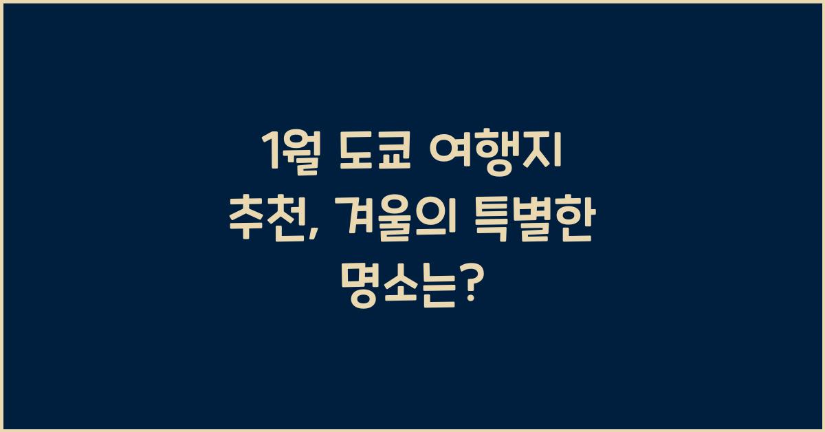 1월 도쿄 여행지 추천