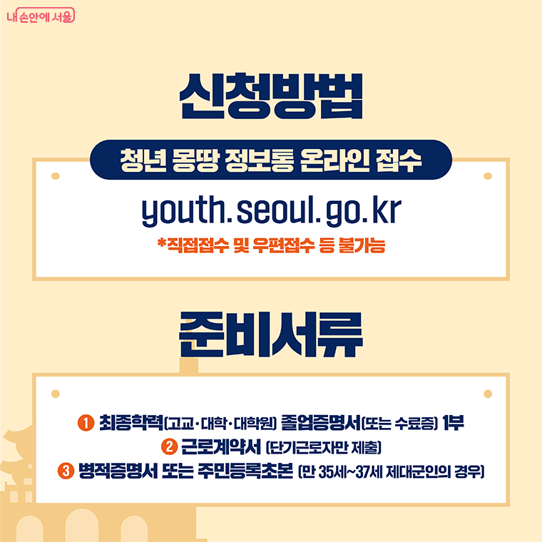 서울시 청년수당 신청방법. 청년몽땅누리집