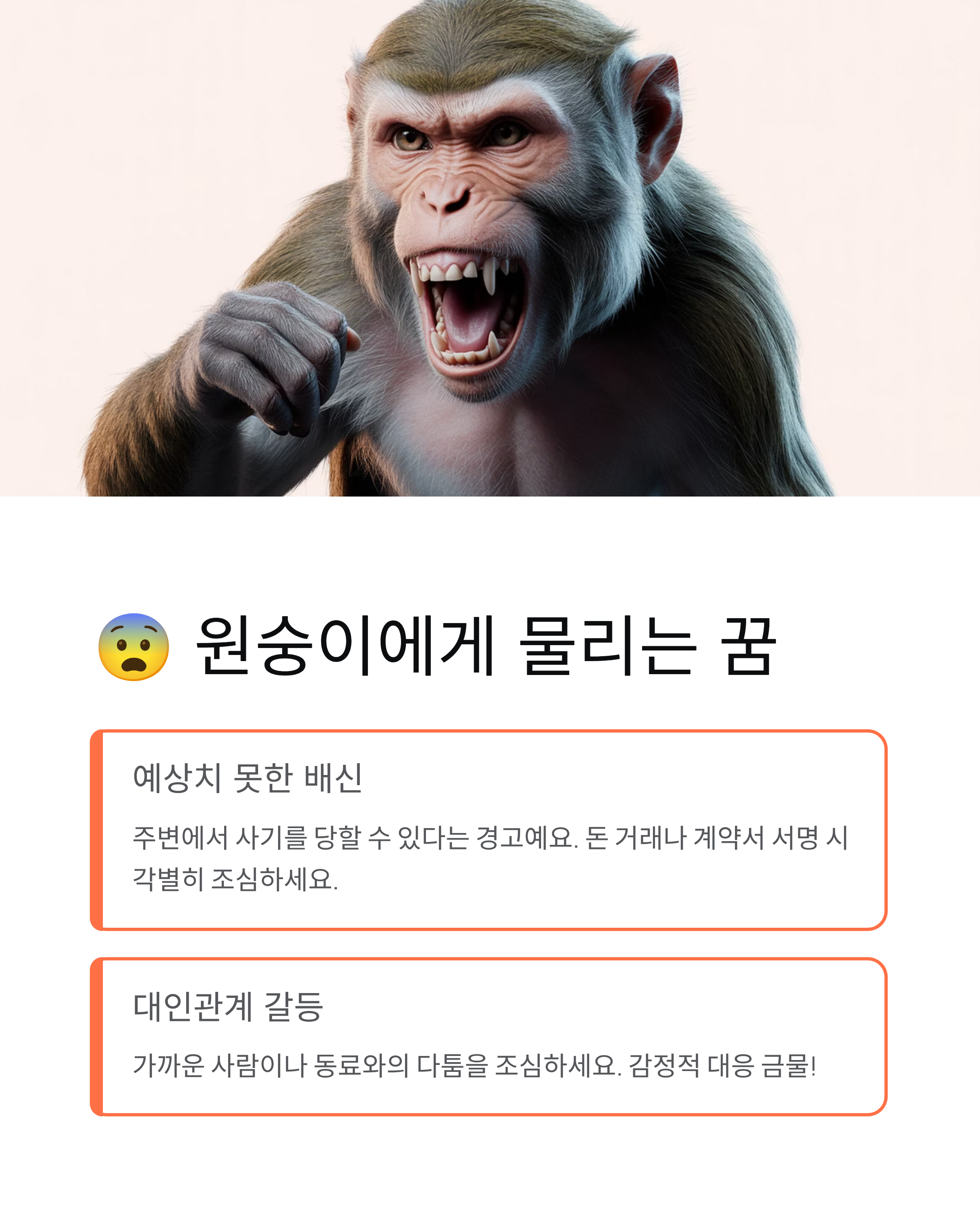 원숭이꿈 해몽 - 영리한 기회일까 위험 신호일까?