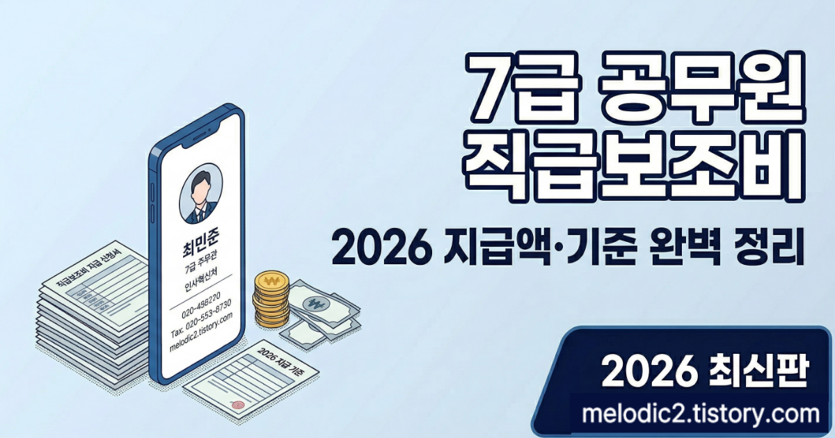 2026 7급 공무원 직급보조비 지급액 기준 총정리