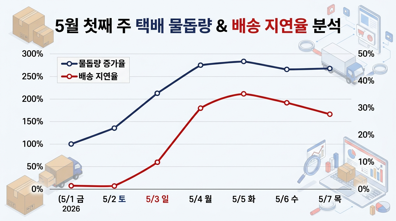 5월 첫째 주 택배 물동량 &amp; 배송 지연율 분석