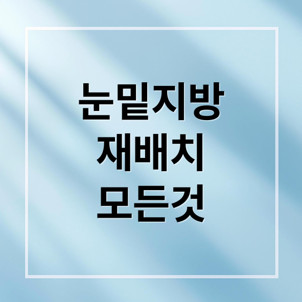 눈밑지방 재배치의 모든것