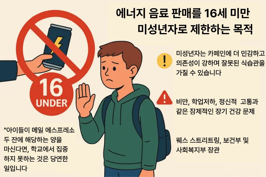 영국, 16세 미만 에너지 음료 판매 금지 법 시행 관련 이미지