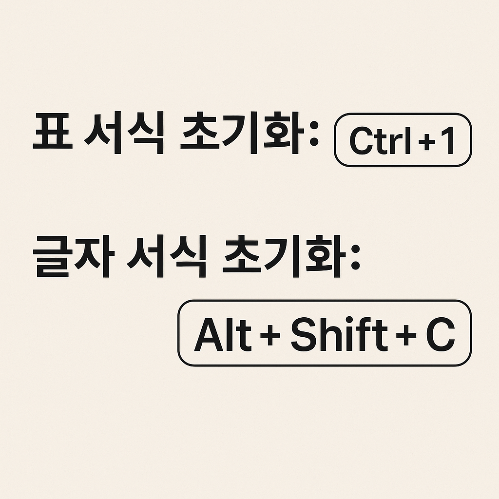 한글 서식 초기화 단축키