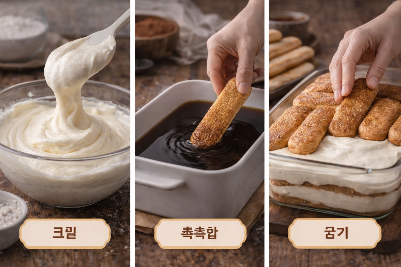 티라미수 마스카포네 커피 층쌓기 흐름 구조