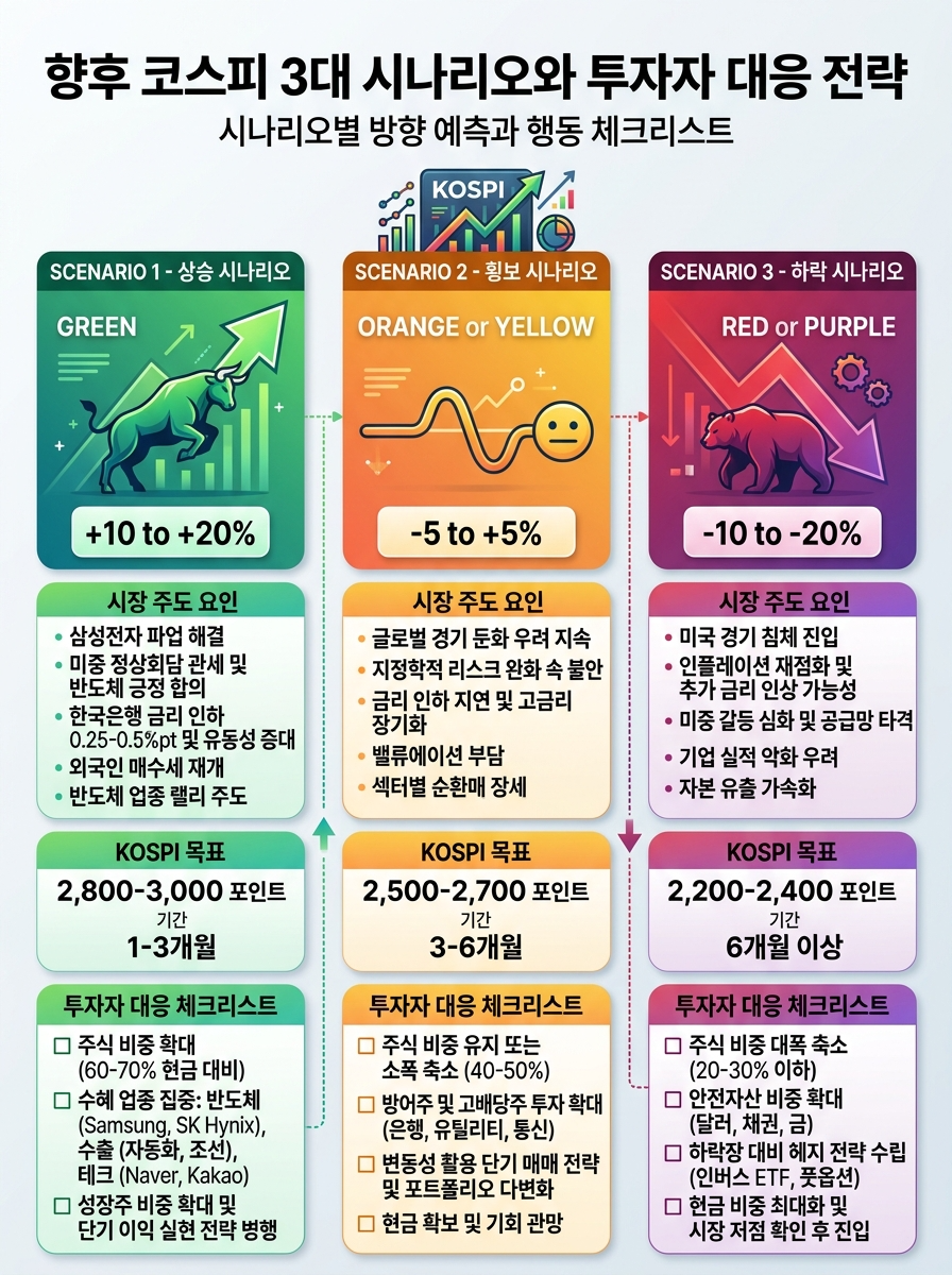후 코스피 3대 시나리오와 투자자 대응 전략 – 시나리오별 방향 예측과 행동 체크리스트