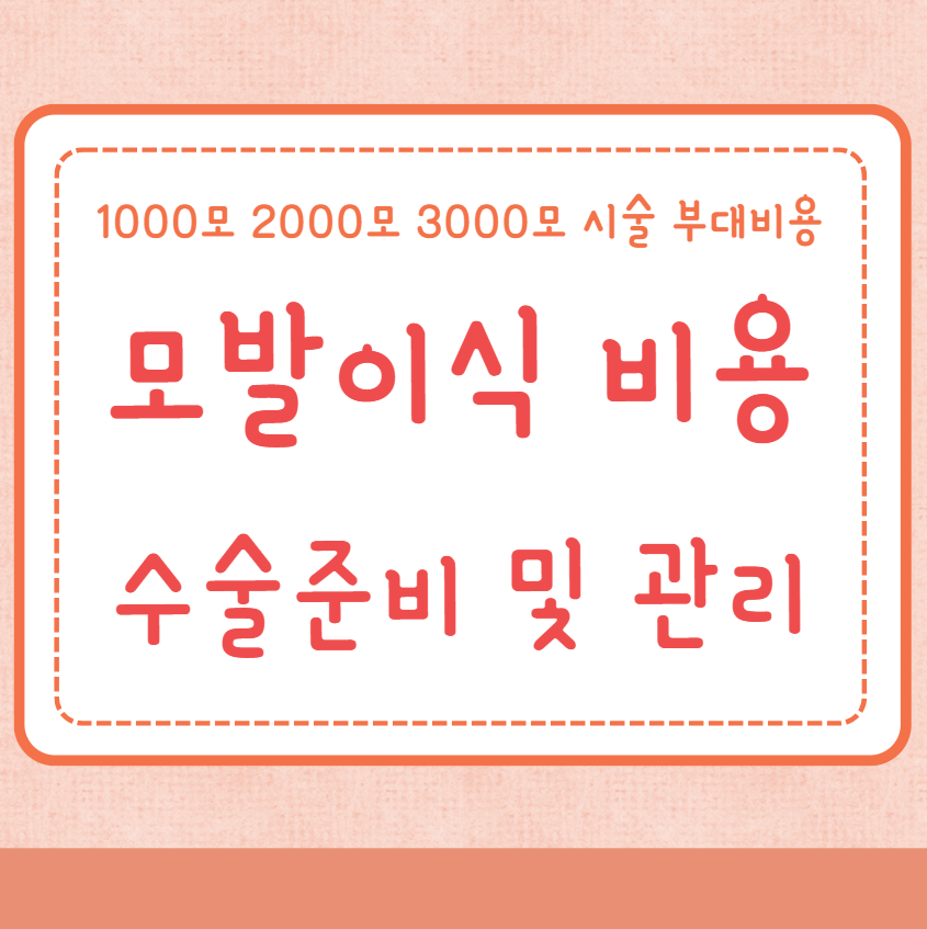 모발이식 비용 1000모 2000모 3000모