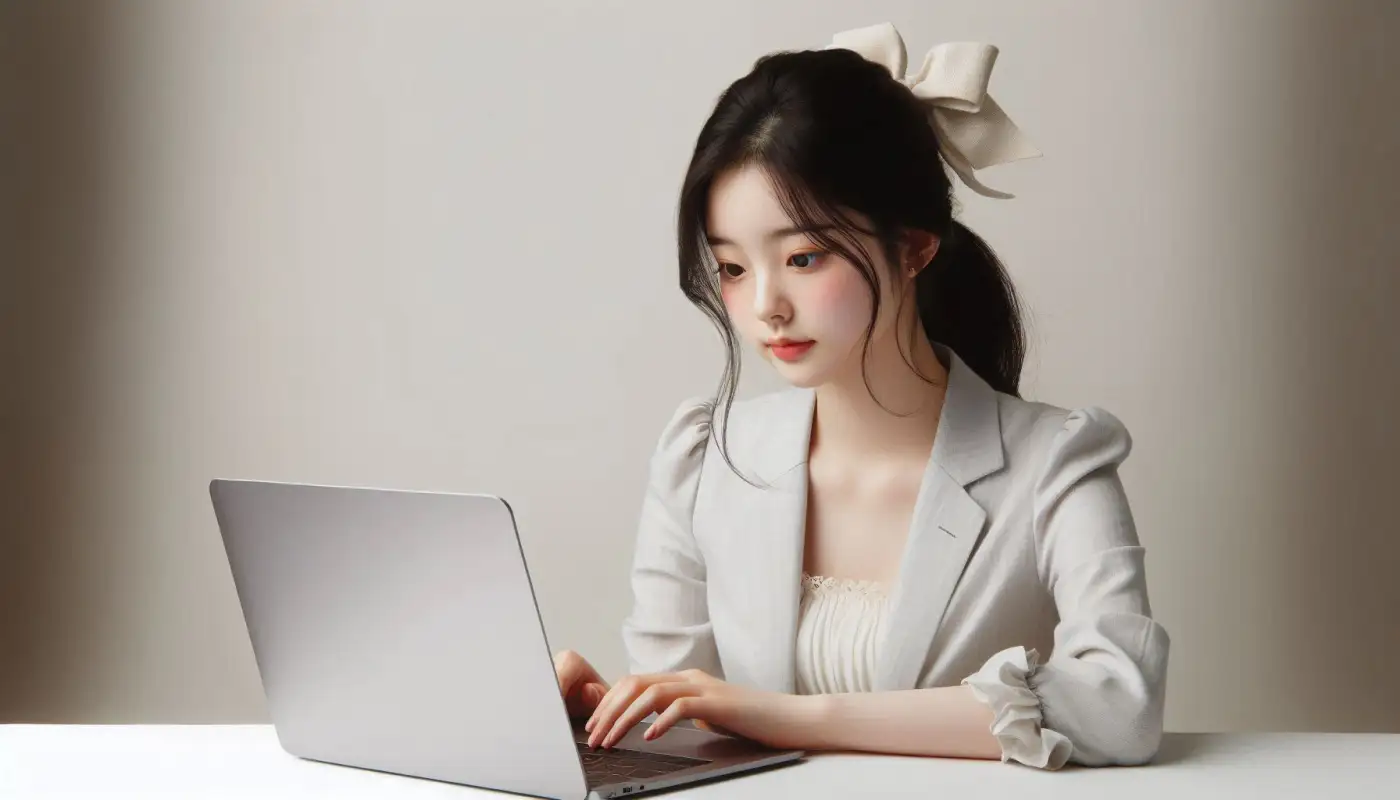 티스토리-애드센스-신청-방법을-알아보는-여성의-모습