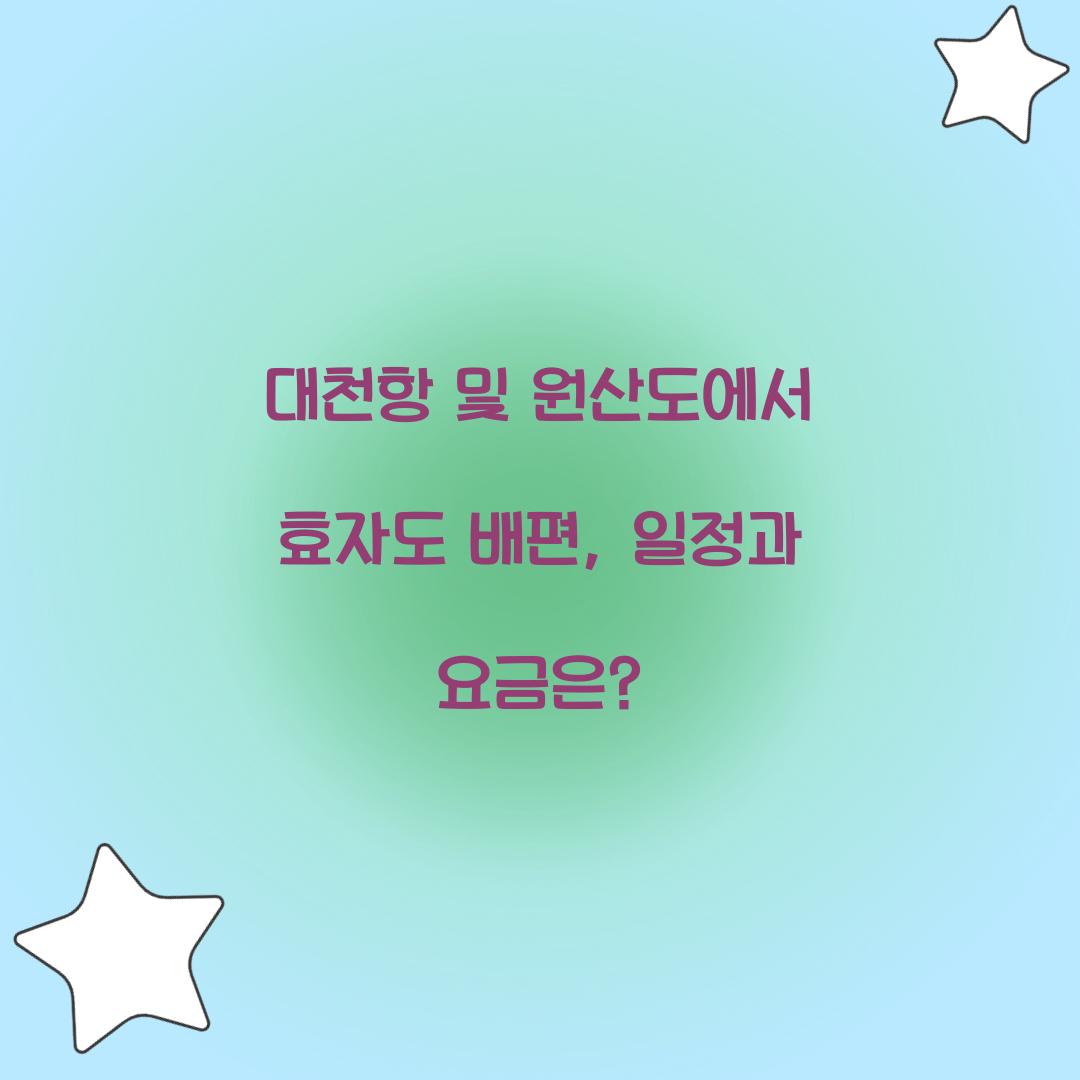 대천항 및 원산도에서 효자도 배편