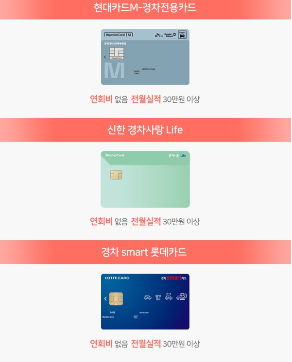 경차 주유 할인카드 3사 이미지