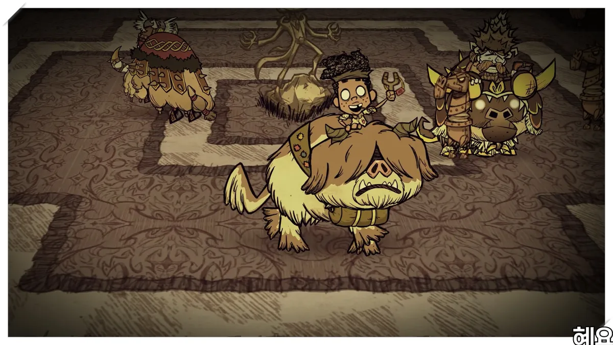 큰-강아지를-타고-있는-굶지마-게임-캐릭터